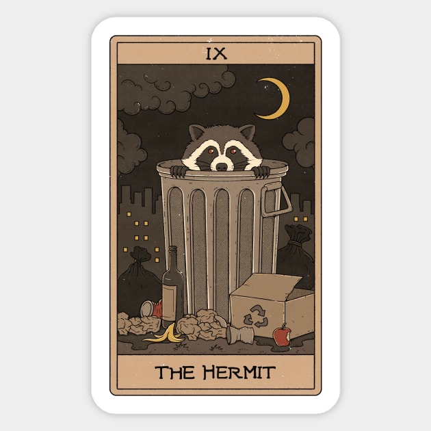 The Hermit -  Raccoons Tarot Sticker by thiagocorrea